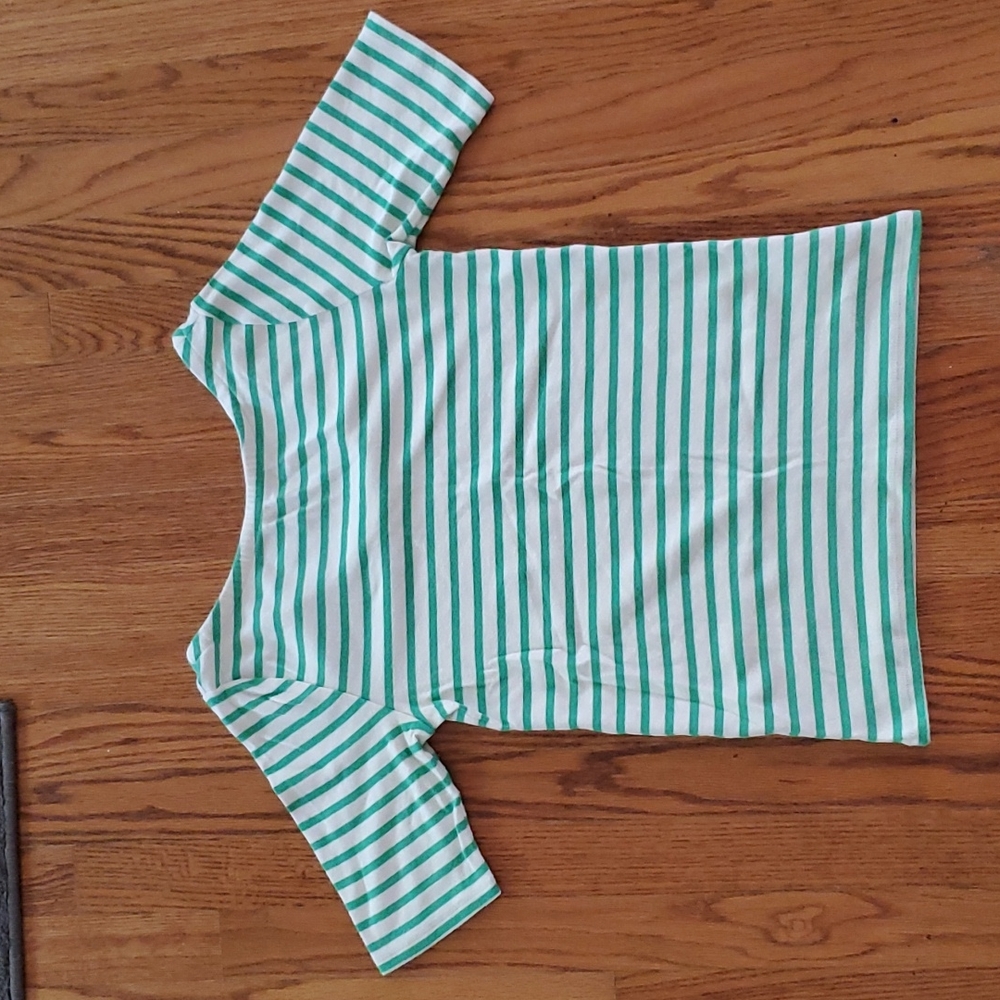 Gap green and white striped top, size medium petite